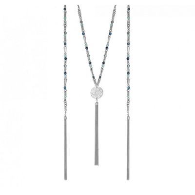 Designer coin tassel beaded necklace